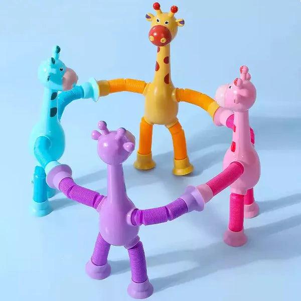 KIT com 4 Girafas Fofas e Coloridas com Ventosa + Brinde Exclusivo - Alishop