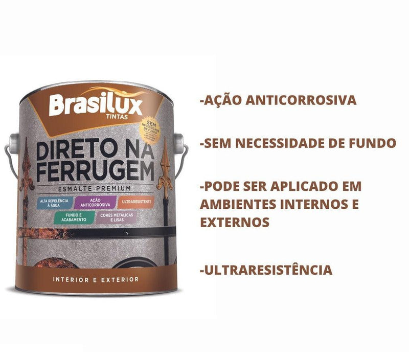 Tinta Esmalte Direto na Ferrugem Brasilux (Compre 1 Leve 2) - Alishop